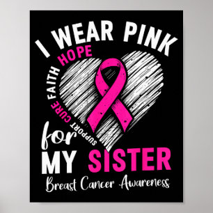 I Wear Nk For My Sister Breast Cancer Awareness Su Poster