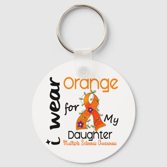 I Wear Orange 43 Daughter MS Multiple Sclerosis Keychain (Front)