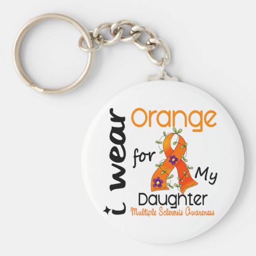 I Wear Orange 43 Daughter MS Multiple Sclerosis Keychain