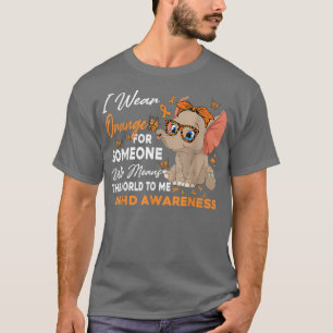 I Wear Orange ADHD Awareness Glasses Elephant T-Shirt