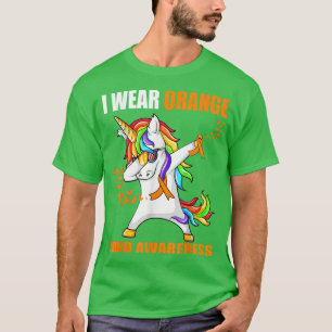 I Wear Orange ADHD Awareness Ribbon Unicorn T-Shirt