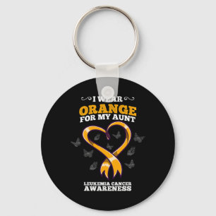 I Wear Orange Aunt Leukemia Cancer Awareness Blood Keychain
