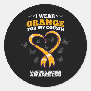 I Wear Orange Cousin Leukemia Cancer Awareness Blo Classic Round Sticker