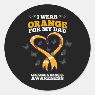 I Wear Orange Dad Leukemia Cancer Awareness Blood Classic Round Sticker