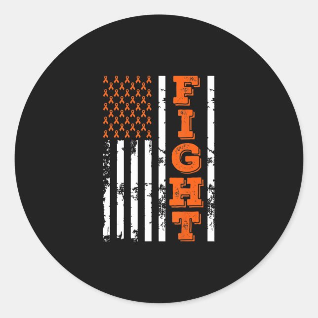 I Wear Orange Fight Kidney Cancer Awareness Americ Classic Round Sticker (Front)