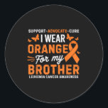 I Wear Orange For Brother Leukemia Cancer Awarenes Classic Round Sticker<br><div class="desc">I Wear Orange For Brother Leukemia Cancer Awareness</div>