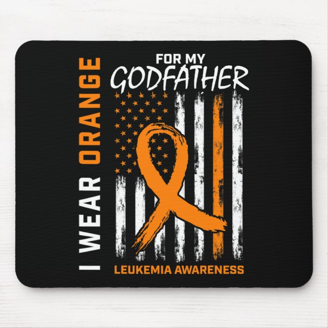 I Wear Orange For Godfather Leukemia Awareness Ame Mouse Pad (Front)