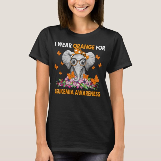 I Wear Orange For Leukemia Awareness Elephant Butt T-Shirt (Front)