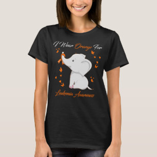I Wear Orange For Leukemia Awareness Elephant T-Shirt