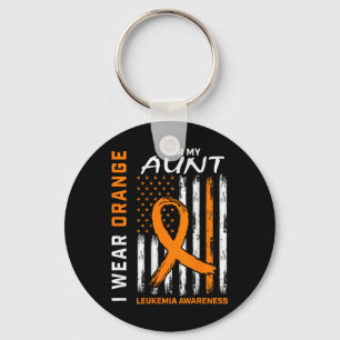 I Wear Orange For My Aunt Leukemia Awareness Ameri Keychain