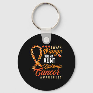 I Wear Orange For My Aunt Leukemia Cancer Awarenes Keychain