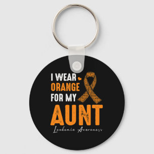 I Wear Orange For My Aunt Leukemia Cancer Matching Keychain