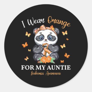I Wear Orange For My Auntie Leukemia Awareness Pan Classic Round Sticker