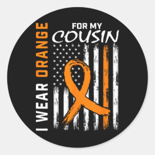 I Wear Orange For My Cousin Leukemia Awareness Fla Classic Round Sticker