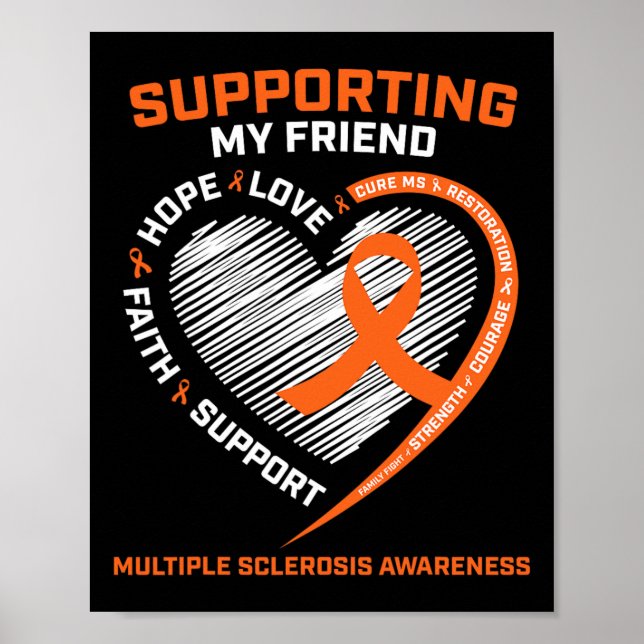 I Wear Orange For My Friend Multiple Sclerosis Awa Poster (Front)