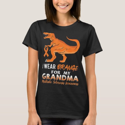 I Wear Orange For My Grandma Dinosaur Multiple Scl T_Shirt