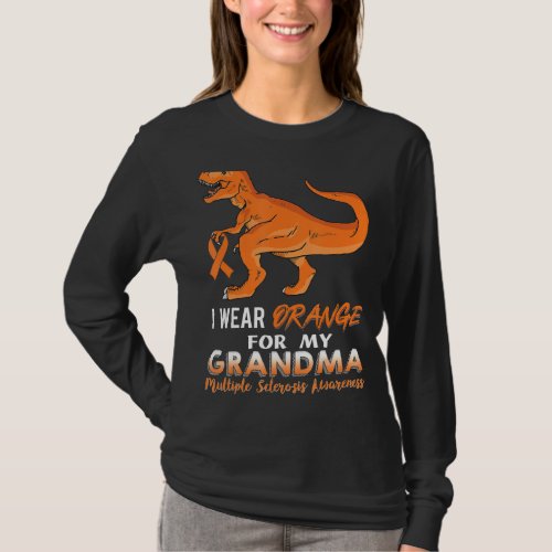 I Wear Orange For My Grandma Dinosaur Multiple Scl T_Shirt