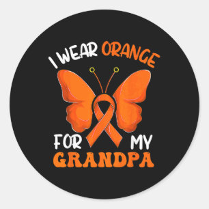 I Wear Orange For My Grandpa Butterfly Leukemia Aw Classic Round Sticker