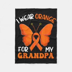 I Wear Orange For My Grandpa Butterfly Leukemia Aw Fleece Blanket