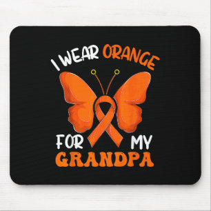 I Wear Orange For My Grandpa Butterfly Leukemia Aw Mouse Pad