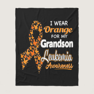 I wear Orange for my Grandson  Leukemia Awareness  Fleece Blanket