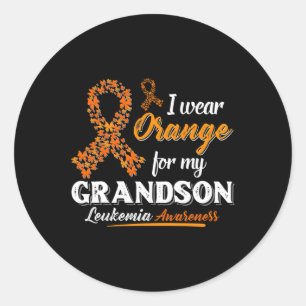 I Wear Orange For My Grandson Leukemia Awareness G Classic Round Sticker