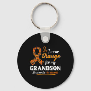 I Wear Orange For My Grandson Leukemia Awareness G Keychain