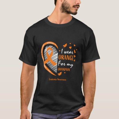 I Wear Orange For My Grandson Leukemia Awareness T_Shirt