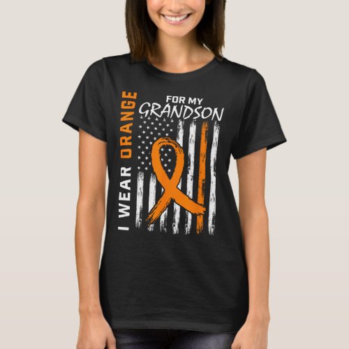 I Wear Orange For My Grandson Leukemia Cancer Awar T_Shirt