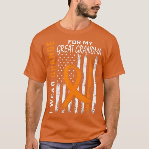 I Wear Orange For My Great Grandma Leukemia Awaren T_Shirt