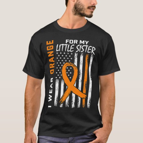 I Wear Orange For My Little Sister Leukemia Awaren T_Shirt