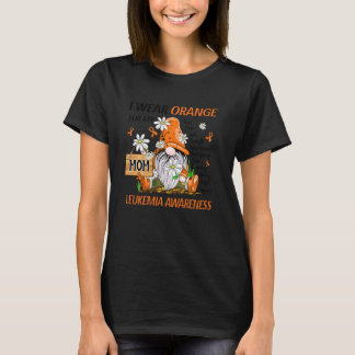 I Wear Orange For My Mom Gnome Leukemia Awareness  T-Shirt