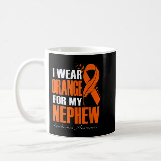 I Wear Orange For My Nephew Leukemia Awareness Fea Coffee Mug