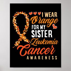 I Wear Orange For My Sister Leukemia Cancer Awaren Poster