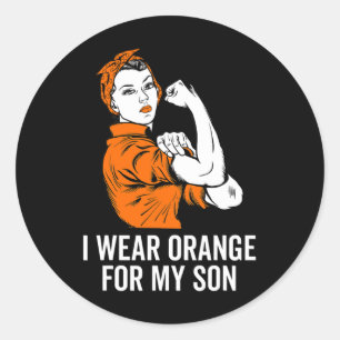 I Wear Orange For My Son Leukemia Awareness Month  Classic Round Sticker
