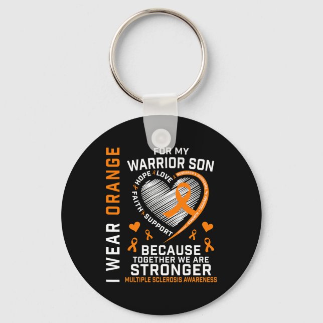 I Wear Orange For My Son Multiple Sclerosis Awaren Keychain (Front)