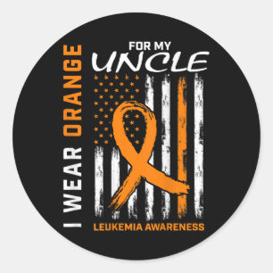 I Wear Orange For My Uncle Leukemia Awareness Amer Classic Round Sticker
