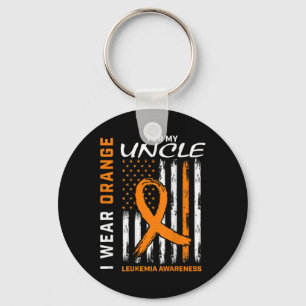 I Wear Orange For My Uncle Leukemia Awareness Amer Keychain
