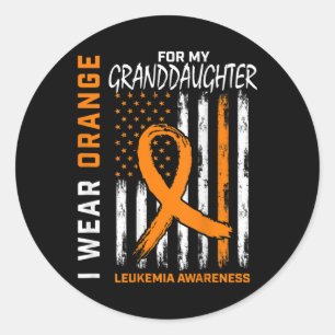 I Wear Orange Granddaughter Leukemia Awareness Ame Classic Round Sticker