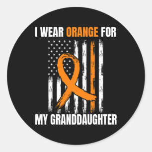I Wear Orange Granddaughter Leukemia Awareness Ame Classic Round Sticker