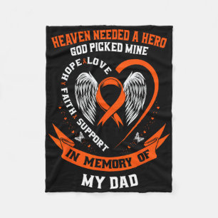 I Wear Orange In Memory Of My Dad Leukemia Awarene Fleece Blanket