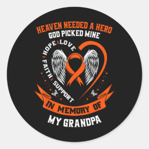 I Wear Orange In Memory Of My Grandpa Leukemia Awa Classic Round Sticker