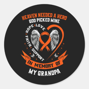I Wear Orange In Memory of my Grandpa Leukemia Awa Classic Round Sticker