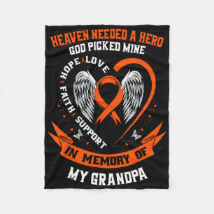 I Wear Orange In Memory Of My Grandpa Leukemia Awa Fleece Blanket