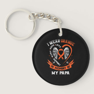 I Wear Orange In Memory Of My Papa Leukemia Keychain