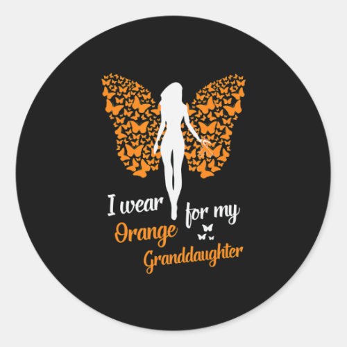 I Wear Orange My Granddaughter warriors Classic Round Sticker