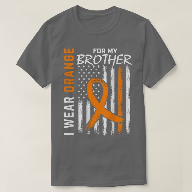 I Wear Orange Ribbon Brother Leukemia Awareness Fl T-Shirt (Design Front)