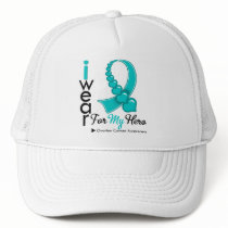I Wear Ovarian Cancer Ribbon For My Hero T-Shirts Trucker Hat
