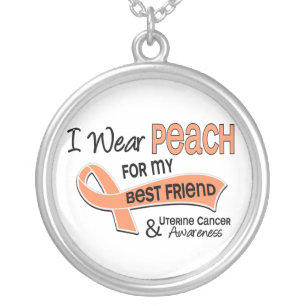 I Wear Peach 42 Best Friend Uterine Cancer Silver Plated Necklace