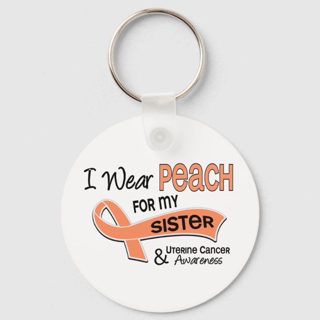 I Wear Peach 42 Sister Uterine Cancer Keychain (Front)
